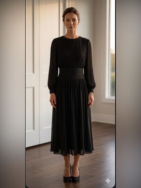 Vintage 1980s Wayne Clark Couture Dress – Open Back, Black Size 6 Elegant Formal
